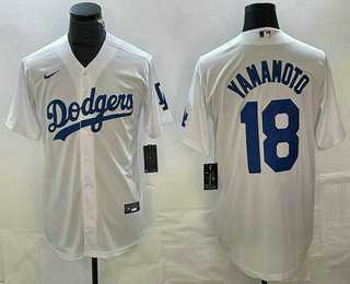 Mens Los Angeles Dodgers #18 Yoshinobu Yamamoto White Stitched Cool Base Nike Jersey->los angeles dodgers->MLB Jersey